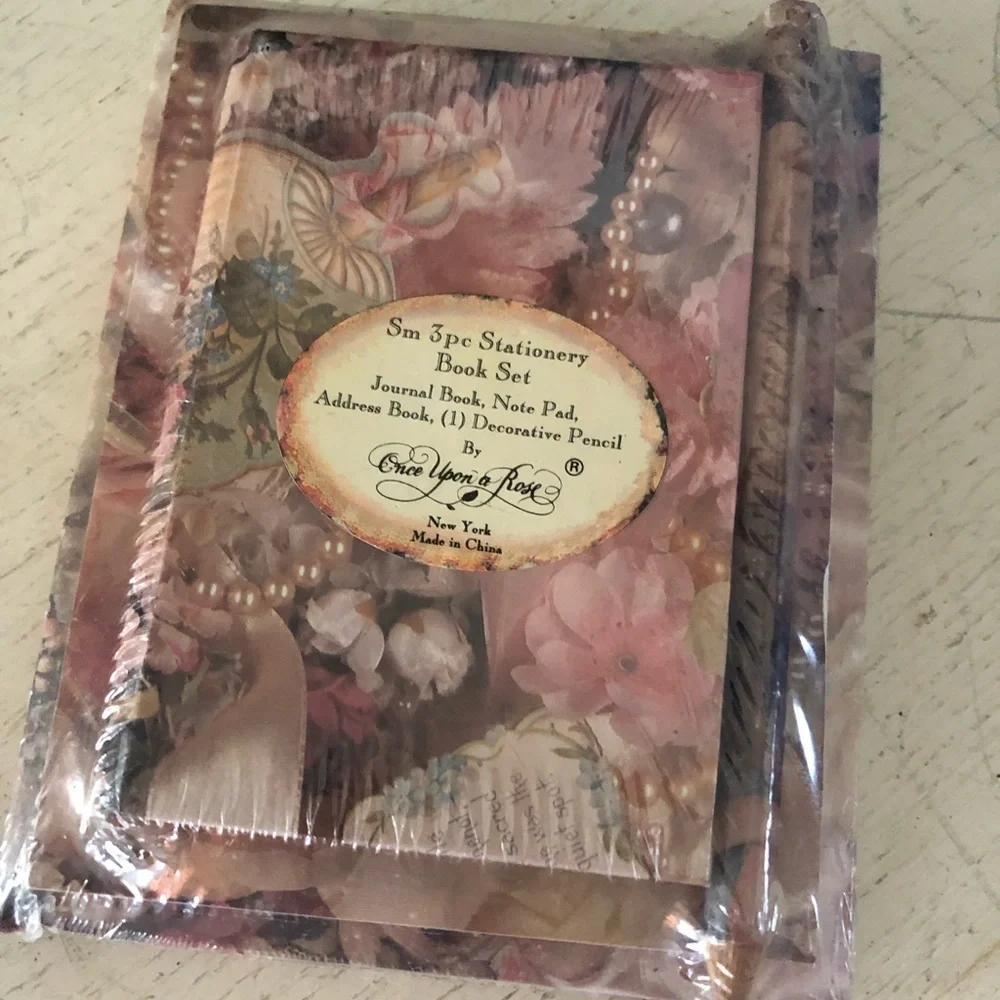 Vintage Once Upon a Rose 3 pc. Stationery Book Set